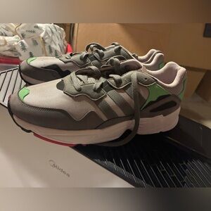 Adidas Men's Gray and Green Athletic Sneakers